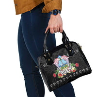 Guam Chamorro Shoulder Handbag Tribal Latte Stone With Dolphins Black