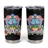 Guam Chamorro Tumbler Cup Tribal Latte Stone With Dolphins Black