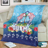 Guam Chamorro Blanket Tribal Latte Stone With Dolphins Blue