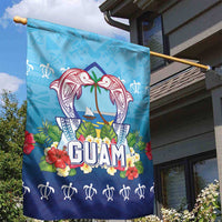 Guam Chamorro Garden Flag Tribal Latte Stone With Dolphins Blue