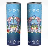 Guam Chamorro Skinny Tumbler Tribal Latte Stone With Dolphins Blue