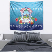 Guam Chamorro Tapestry Tribal Latte Stone With Dolphins Blue