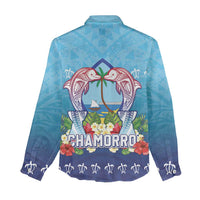 Guam Chamorro Women Casual Shirt Tribal Latte Stone With Dolphins Blue