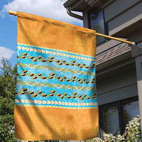 Hawaii Humuhumu Fish Maile Pikake Lei Garden Flag Tribal Tapa Orange Version