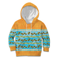 Hawaii Humuhumu Fish Maile Pikake Lei Kid Hoodie Tribal Tapa Orange Version
