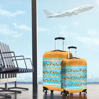 Hawaii Humuhumu Fish Maile Pikake Lei Luggage Cover Tribal Tapa Orange Version