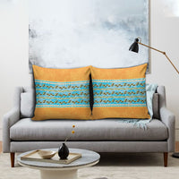 Hawaii Humuhumu Fish Maile Pikake Lei Pillow Cover Tribal Tapa Orange Version