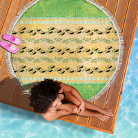 Hawaii Humuhumu Fish Maile Pikake Lei Beach Blanket Tribal Tapa Green Version