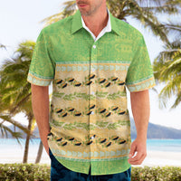 Hawaii Humuhumu Fish Maile Pikake Lei Hawaiian Shirt Tribal Tapa Green Version