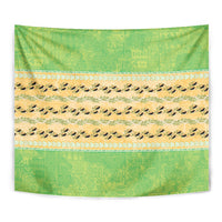 Hawaii Humuhumu Fish Maile Pikake Lei Tapestry Tribal Tapa Green Version