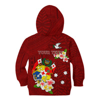 Personalized Tonga Kid Hoodie Coat Of Arms Plumeria With Ngatu Pattern LT05 - Polynesian Pride