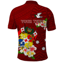 Personalized Tonga Polo Shirt Coat Of Arms Plumeria With Ngatu Pattern LT05 - Polynesian Pride