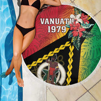 Happy Vanuatu Constitution Day Beach Blanket Flag Style With Sand Drawing Pattern LT05 - Polynesian Pride