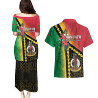 Happy Vanuatu Constitution Day Couples Matching Puletasi and Hawaiian Shirt Flag Style With Sand Drawing Pattern LT05 - Polynesian Pride