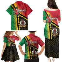 Happy Vanuatu Constitution Day Family Matching Puletasi and Hawaiian Shirt Flag Style With Sand Drawing Pattern LT05 - Polynesian Pride