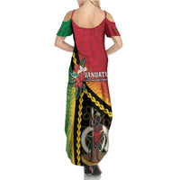 Happy Vanuatu Constitution Day Summer Maxi Dress Flag Style With Sand Drawing Pattern LT05 - Polynesian Pride