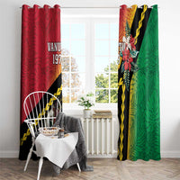 Happy Vanuatu Constitution Day Window Curtain Flag Style With Sand Drawing Pattern LT05 - Polynesian Pride