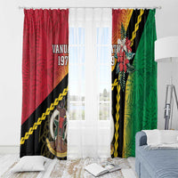 Happy Vanuatu Constitution Day Window Curtain Flag Style With Sand Drawing Pattern LT05 - Polynesian Pride