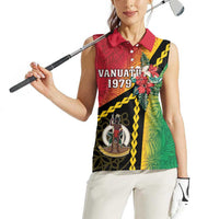 Happy Vanuatu Constitution Day Women Sleeveless Polo Shirt Flag Style With Sand Drawing Pattern