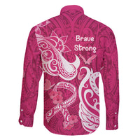 Breast Cancer Awareness Family Matching Puletasi Dress and Hawaiian Shirt Ribbon Polynesian Pattern Pink Version LT05 - Polynesian Pride
