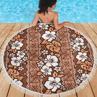 Hawaii Vintage Brown Hibiscus Tapa Pattern Beach Blanket LT05 - Polynesian Pride