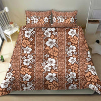 Hawaii Vintage Brown Hibiscus Tapa Pattern Bedding Set