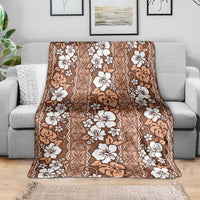 Hawaii Vintage Brown Hibiscus Tapa Pattern Blanket LT05 - Polynesian Pride