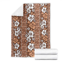 Hawaii Vintage Brown Hibiscus Tapa Pattern Blanket LT05 - Polynesian Pride