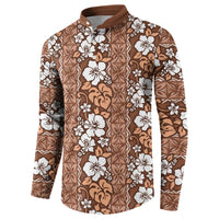 Hawaii Vintage Brown Hibiscus Tapa Pattern Button Sweatshirt LT05 - Polynesian Pride