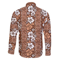 Hawaii Vintage Brown Hibiscus Tapa Pattern Family Matching Puletasi and Hawaiian Shirt LT05 - Polynesian Pride