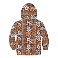 Hawaii Vintage Brown Hibiscus Tapa Pattern Kid Hoodie