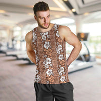 Hawaii Vintage Brown Hibiscus Tapa Pattern Men Tank Top LT05 Brown - Polynesian Pride