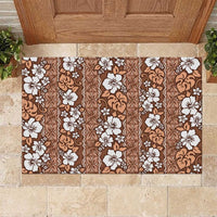 Hawaii Vintage Brown Hibiscus Tapa Pattern Rubber Doormat LT05 Brown - Polynesian Pride