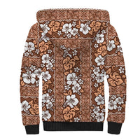 Hawaii Vintage Brown Hibiscus Tapa Pattern Sherpa Hoodie LT05 - Polynesian Pride
