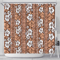 Hawaii Vintage Brown Hibiscus Tapa Pattern Shower Curtain