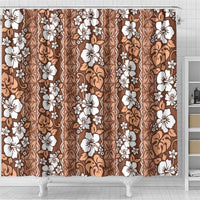 Hawaii Vintage Brown Hibiscus Tapa Pattern Shower Curtain