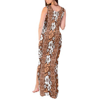 Hawaii Vintage Brown Hibiscus Tapa Pattern Tank Maxi Dress LT05 - Polynesian Pride