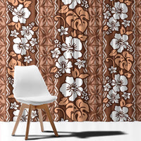 Hawaii Vintage Brown Hibiscus Tapa Pattern Window Curtain LT05 - Polynesian Pride