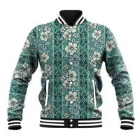 Hawaii Vintage Green Hibiscus Tapa Pattern Baseball Jacket LT05 Unisex Green - Polynesian Pride