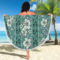 Hawaii Vintage Green Hibiscus Tapa Pattern Beach Blanket LT05 - Polynesian Pride