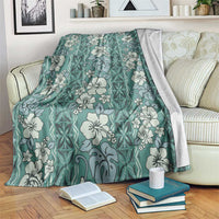 Hawaii Vintage Green Hibiscus Tapa Pattern Blanket LT05 Green - Polynesian Pride