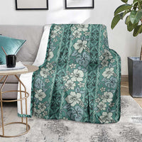 Hawaii Vintage Green Hibiscus Tapa Pattern Blanket LT05 - Polynesian Pride