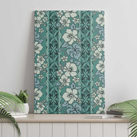 Hawaii Vintage Green Hibiscus Tapa Pattern Canvas Wall Art LT05 - Polynesian Pride