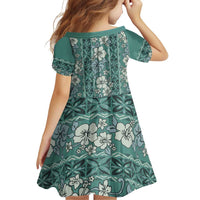 Hawaii Vintage Green Hibiscus Tapa Pattern Family Matching Puletasi and Hawaiian Shirt LT05 - Polynesian Pride