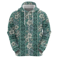 Hawaii Vintage Green Hibiscus Tapa Pattern Hoodie