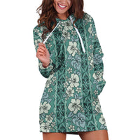 Hawaii Vintage Green Hibiscus Tapa Pattern Hoodie Dress LT05 Green - Polynesian Pride