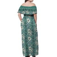Hawaii Vintage Green Hibiscus Tapa Pattern Off Shoulder Maxi Dress LT05 - Polynesian Pride