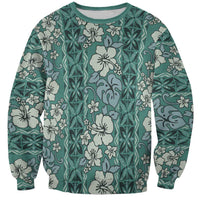 Hawaii Vintage Green Hibiscus Tapa Pattern Sweatshirt LT05 Unisex Green - Polynesian Pride