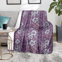 Hawaii Vintage Violet Hibiscus Tapa Pattern Blanket LT05 - Polynesian Pride