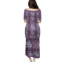 Hawaii Vintage Violet Hibiscus Tapa Pattern Family Matching Puletasi and Hawaiian Shirt LT05 - Polynesian Pride